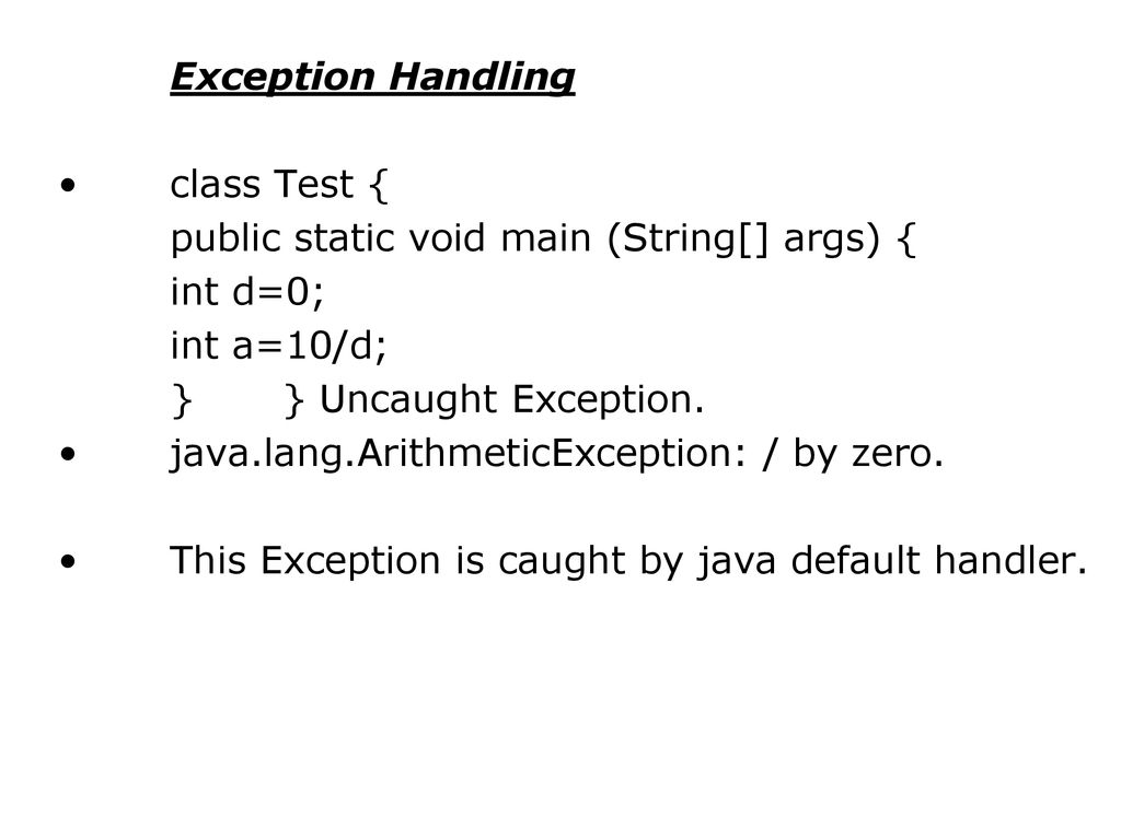 Exception Objects An exception is an abnormal condition that arises in ...